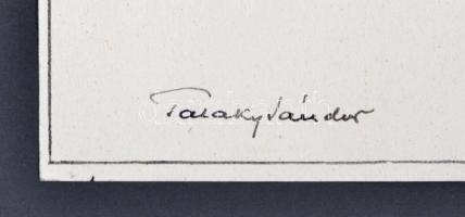 Pataky Sándor jelzéssel: Tehenek a tóban. Tus, papír, 14×9 cm