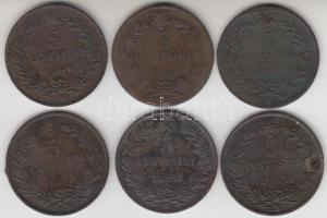 Olaszország 1861-1896. 5c Cu (6x) mind klf T:2,2-,3 Italy 1861-1896. 5 centesimi Cu (6x) different C:XF,VF,F