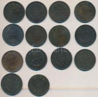 Olaszország 1862-63. 5c Cu (3x) mind klf + 1866-67. 5c (11x) mind klf T:2-,3 Italy 1862-63. 5 centesimi Cu (3x) different + 1866-67. 5 centesimi Cu (11x) different C:VF,F