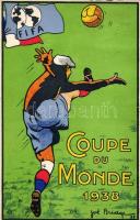 1938 Labdarúgó világbajnokság képeslapja levélzáróval, a magyar csapat tagjainak aláírásával Dr. Spr...