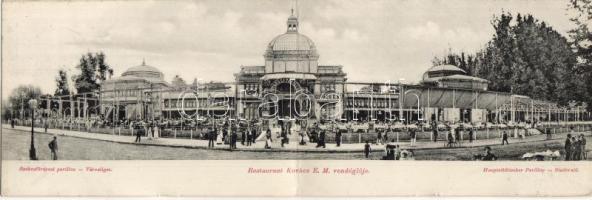 1908 Székes fővárosi pavilon Kovács vendéglő, 2 részes lap / Hauptstädtischer Pavillon Restaurant Kovács Doppelkarte
