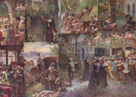 1910 Cyrano de Bergerac 8 db-os sorozat, színes / Serie von 8 Karten, color