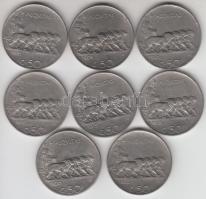 Olaszország 1919-25. 50c (8x) klf, recés és sima perem T:2,2- Itlay 1919-25. 50 centesimi (8x) different, two types of edge C:XF,VF