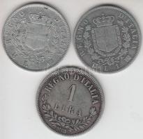 Olaszország 1863. 1L Ag (3x) 3klf változat T:2,2-,3 Itlay 1863. 1 Lira Ag (3x) 3 different types C:XF,VF,F