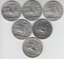 Olaszország 1909. 1L Ag + 1910. 1L Ag + 1912. 1L Ag + 1913. 1L Ag + 1915. 1L Ag + 1917. 1L Ag T:2,2-...