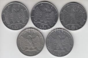 Olaszország 1936-42. 1L (5x) mind klf T:2,2-
Itlay 1936-42. 1 Lira (5x) different C:XF,VF