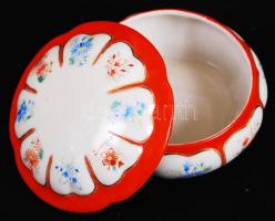 Kézzel festett, aranyozott, jelzett Langewiesen porcelán ékszertartó dobozka / 
Painted gold plated ...