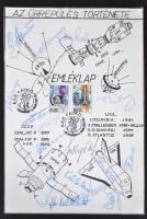 1985 Emléklap 17 amerikai és szovjet űrhajós aláírásával / 1985 Memorial card with autograph signatures of 17 American and Soviet astronauts