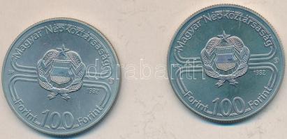 1982. 100Ft (2x) "Labdarúgó VB" T:BU Eredeti tokban, tanúsítvánnyal!