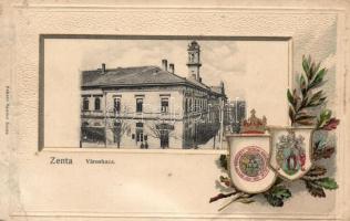 Zenta town hall, coat of arms Emb. litho (EB)