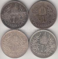 Ausztria 1893-1915. 1K Ag (4xklf) évszámmal T:Vegyes Austria 1893-1913. 1 Korona Ag (4xdiff) C:Mixed