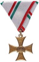 1928. "III. osztályú katonai Tisztviselői Szolgálati Jel" aranyozott Br kitüntetés vörös-fehér-zöld sávos fehér szalagon T:1- Hungary 1928. "Military Long Service Cross for Officers 3rd Class" gold-plated Br cross on white ribbon with red-white-green stripes C:AU