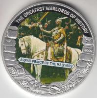 Libéria 2009. 5$ ezüstözött Cu "Nagy Hadvezérek / Árpád fejedelem" T:PP Csak 2000db! Liberia 2009. 5 Dollars silver plated Cu "The Greatest Warlords of History / Árpád Prince of the Magyars" T:PP Only 2000 examples!