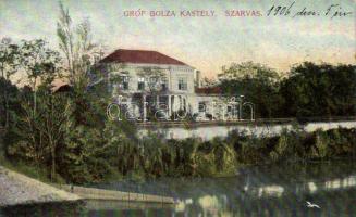 Szarvas Gróf Bolza kastély, rejtett üzenet a bélyeg alatti felületen