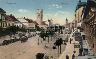 Debrecen Piac utca, Központi szálloda, Mentze Henrik divatáru boltja, Fisch testvétek bazára, Kossuth patika