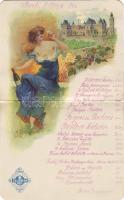 1912 Dekoratív Torley étlap / Dekor Speisekarte