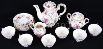 Zsolnay pillangó mintás mokkás készlet, kézzel festett, hibátlan, jelzett / Zsolnay coffee set in fl...