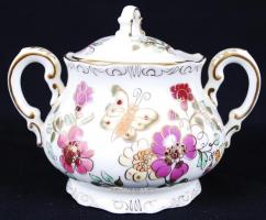 Zsolnay pillangó mintás mokkás készlet, kézzel festett, hibátlan, jelzett / Zsolnay coffee set in fl...