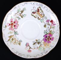 Zsolnay pillangó mintás mokkás készlet, kézzel festett, hibátlan, jelzett / Zsolnay coffee set in fl...