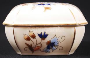 Kézzel festett sorszámozott jelzett Zsolnay búzavirág mintás bonbonier / Handpainted numbered Zsolna...