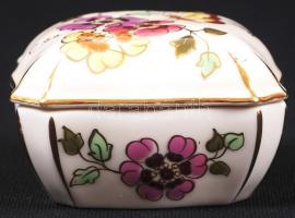 Kézzel festett sorszámozott pillangó mintás jelzett Zsolnay porcelán bonbonier /
Handpainted numbere...