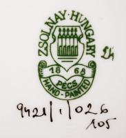 Kézzel festett sorszámozott pillangó mintás jelzett Zsolnay porcelán bonbonier /
Handpainted numbere...