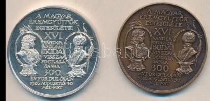 1986. "MÉE-Buda visszafoglalása" Br + ffém érempár (42,5mm) T:BU