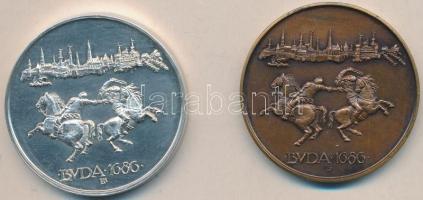 1986. "MÉE-Buda visszafoglalása" Br + ffém érempár (42,5mm) T:BU