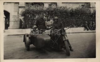 German soldiers with motorcycle, photo