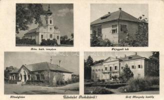 Perkáta Hunyady kastély, főjegyzői lak, községháza, katolikus templom (Rb)