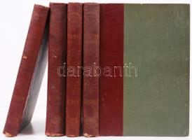A műveltség könyvtára - Az Ókor, A Középkor, Az Újkor, A Legujabb kor története. 4 kötet sok képpel, Bp., 1905 Athenaeum, Díszes, aranyozott félbőr kötésben.