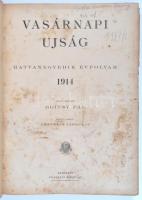 1914 Vasárnapi Ujság. Szerk. Hoitsy Pál., első fél évfolyama, bekötve. Festett egészvászon kötésben