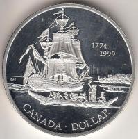 Kanada 1999. 1$ Ag "Charlotte királynő sziget felfedezése" T:PP Canada 1999. 1 Dollar Ag "Discovery of the Charlotte Queen Island" C:PP