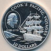Niue 1992. 10$ Ag "Cook kapitány csendes-óceáni utazásai" T:PP Niue 1992. 10 Dollars Ag "Cook's Pacific Voyages" C:PP