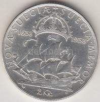 Svédország 1938. 2K Ag "Calmare Nyckel hajó - 300. évforduló Delaware" T:2 Sweden 1938. 2 Kronor Ag "Calmare Nyckel Ship - 300th Anniversary Delaware" C:XF