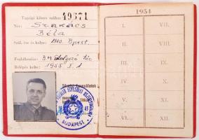 1956 Tűzoltó egyesületi igazolvány, tagsági bélyegekkel