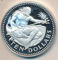 Barbados 1974. 10$ Ag "Neptunusz, a tenger istene" T:PP Barbados 1974. 10 Dollars Ag "Neptunus" C:PP
