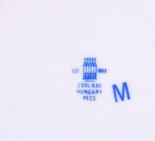 Zsolnay virágos kínáló, matricás, jelzett, hibátlan összesen 4 db, d:13 cm