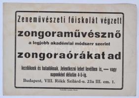 cca 1940 Zongoratanár nagyméretű reklámkártya 24x17 cm