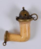 Minkus márkájú réz betétes tajtékpipa, jelzett, jó állapotban, m:4 cm, h:3,5 cm /Antique meerschaum with copper top