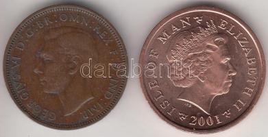 Nagy-Britannia Man szigetek 2001. 2p "Vitorlás hajó" + Nagy-Britannia 1948. 1/2p Br "...
