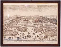 cca 1750 "Veüe du Jardin des Thuilleries comme il est a present". A Tuileriák látképe, rézmetszet, papír, üvegezett keretben /  Copper engraving, framed, 29,5x23cm