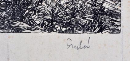 Gy. Szabó Béla (1905-1985): Ösvény. Fametszet, papír, apró gyűrődések, 29×23 cm