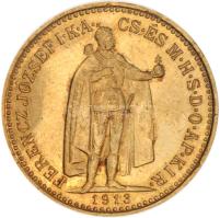 1913KB. 10K Au "Ferenc József" (3,387g/0.900) T:2  Hungary 1913KB 10 Corona Au "Franz Joseph" (3.387/0.900) C:XF