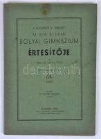 1936 A Budapest V. kerületi Bólyai gimnázium értesítője 90p.