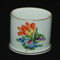 Kézzel festett jelzett Herendi fogpiszkálótartó / Hand painted Herendi porcelain toothpick holder, 5×6cm