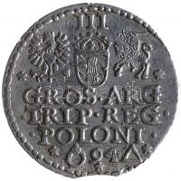 Lengyel Királyság / Malbork 1594. 3Gr Ag "III. Zsigmond" (2.39g) T:1- ph.
Poland / Malbork...