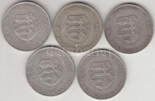 1947. 5Ft Ag "Kossuth" (5x) T:2,2-