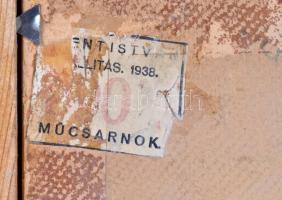 Bényi László (1909-2004): Tél a ligetben 1938. Vegyes technika, papír-karton, jelzett, hátoldalán Sz...