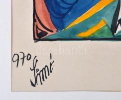 Simó József (1926-1979): Tájkép. Akvarell, papír, jelzett, paszpartuban, 42,5x30,5cm